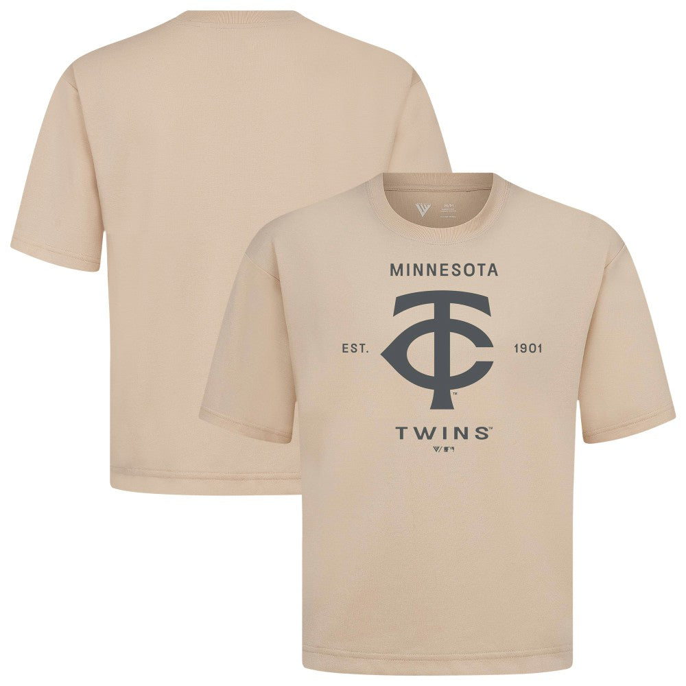 Minnesota Twins Levelwear Crossway Oversized Luxe Signature Knit T-Shirt Khaki