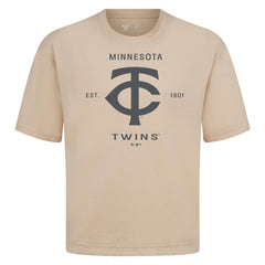 Minnesota Twins Levelwear Crossway Oversized Luxe Signature Knit T-Shirt Khaki