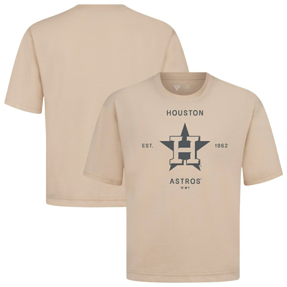 Houston Astros Levelwear Crossway Oversized Luxe Signature Knit T-Shirt Khaki