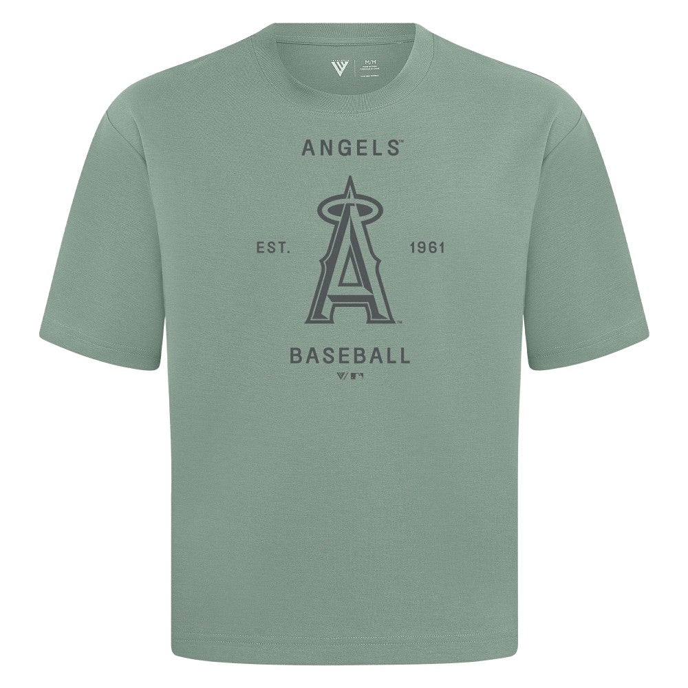 Los Angeles Angels Levelwear Crossway Oversized Luxe Signature Knit T-Shirt Green