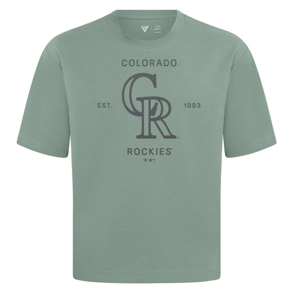 Colorado Rockies Levelwear Crossway Oversized Luxe Signature Knit T-Shirt Green