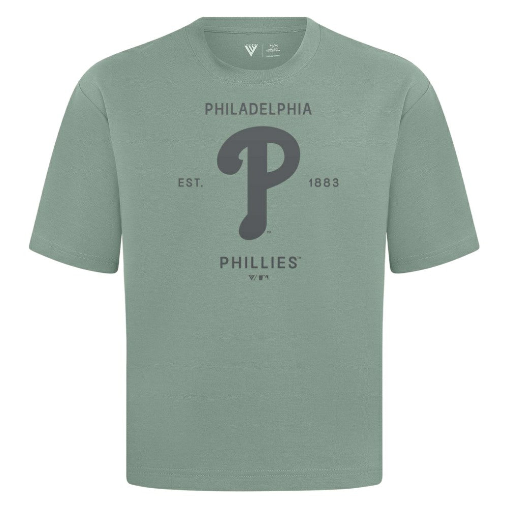 Philadelphia Phillies Levelwear Crossway Oversized Luxe Signature Knit T-Shirt Green