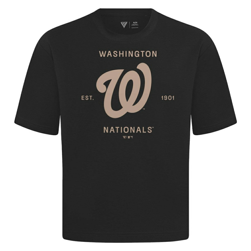 Washington Nationals Levelwear Crossway Oversized Luxe Signature Knit T-Shirt Black