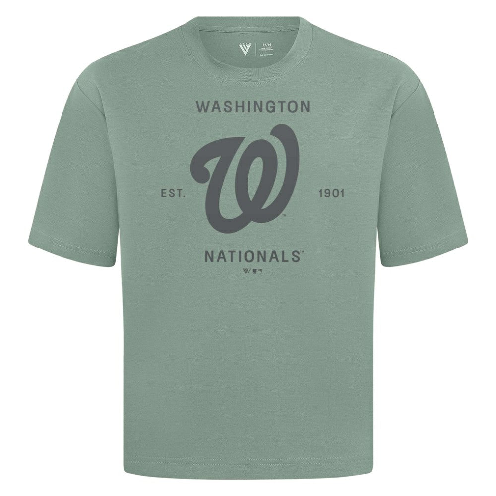 Washington Nationals Levelwear Crossway Oversized Luxe Signature Knit T-Shirt Green