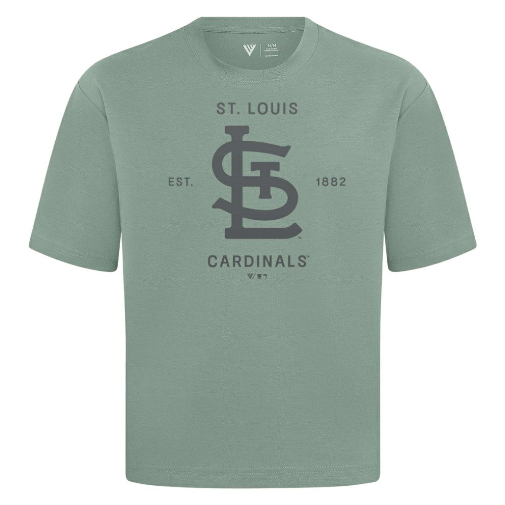 St. Louis Cardinals Levelwear Crossway Oversized Luxe Signature Knit T-Shirt Green