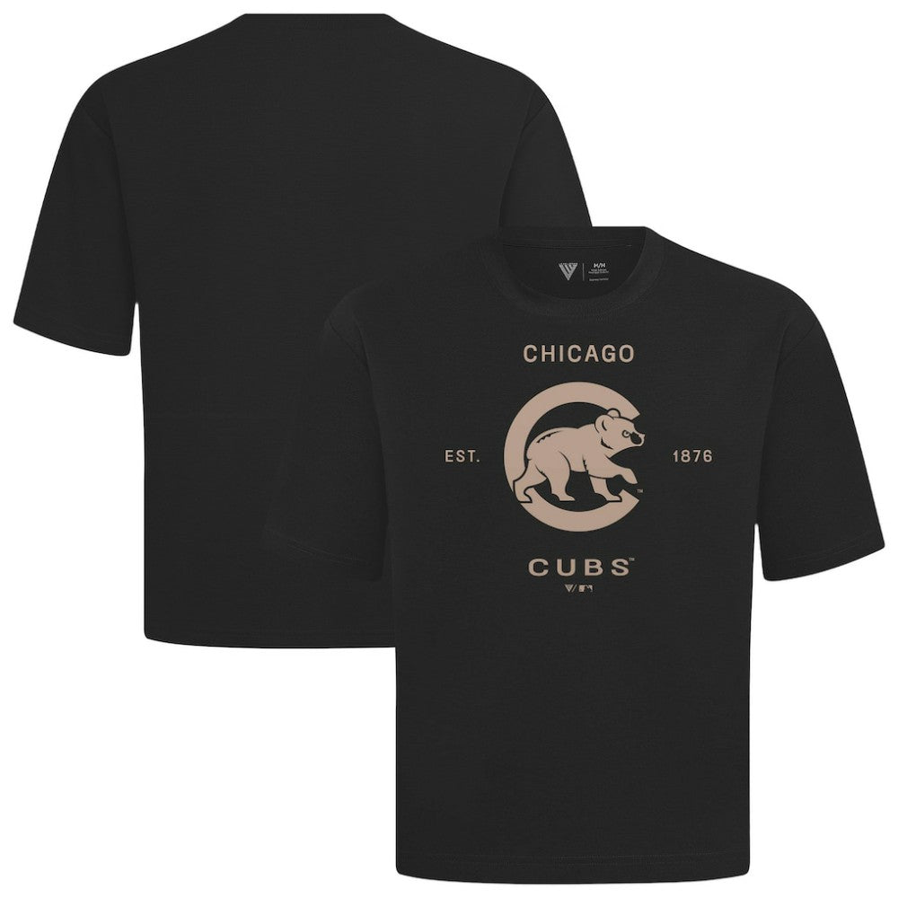 Chicago Cubs Levelwear Crossway Oversized Luxe Signature Knit T-Shirt Black
