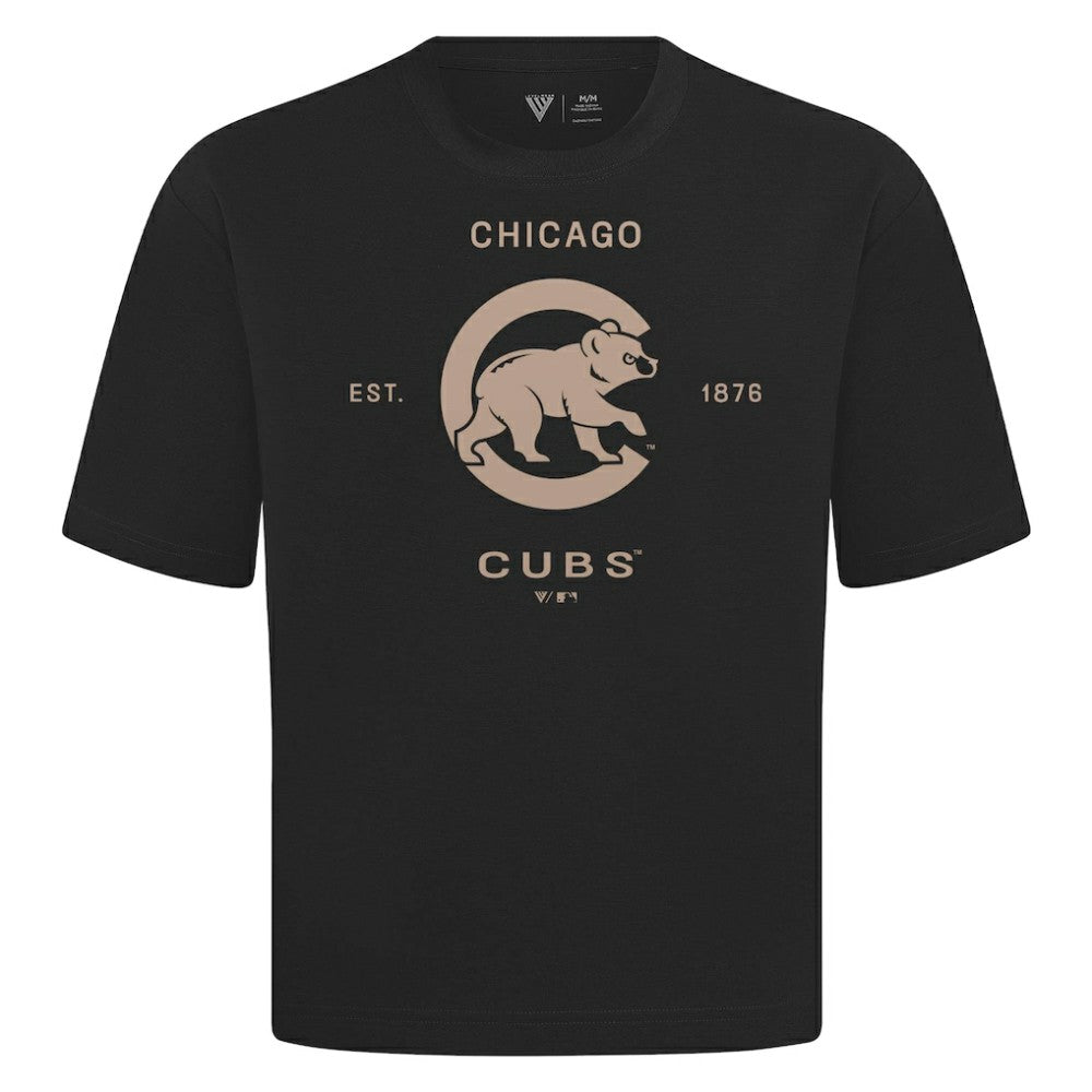 Chicago Cubs Levelwear Crossway Oversized Luxe Signature Knit T-Shirt Black