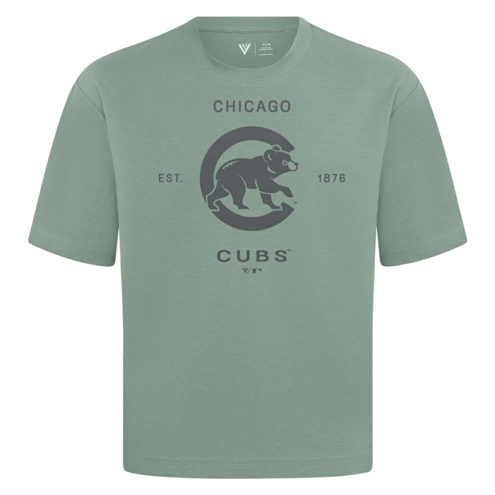 Chicago Cubs Levelwear Crossway Oversized Luxe Signature Knit T-Shirt Green