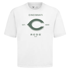 Cincinnati Reds Levelwear Crossway Oversized Luxe Signature Knit T-Shirt White