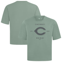 Cincinnati Reds Levelwear Crossway Oversized Luxe Signature Knit T-Shirt Green