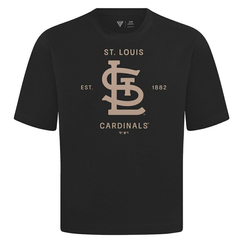 St. Louis Cardinals Levelwear Crossway Oversized Luxe Signature Knit T-Shirt Black