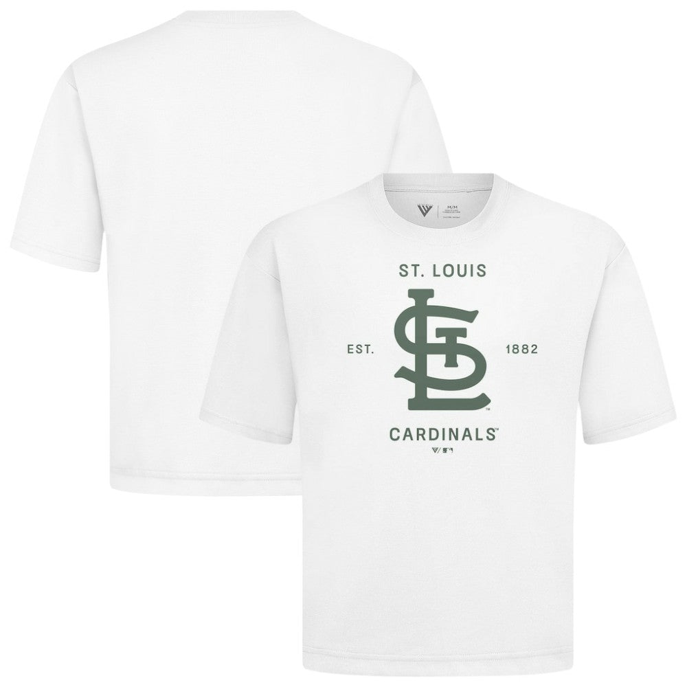 St. Louis Cardinals Levelwear Crossway Oversized Luxe Signature Knit T-Shirt White