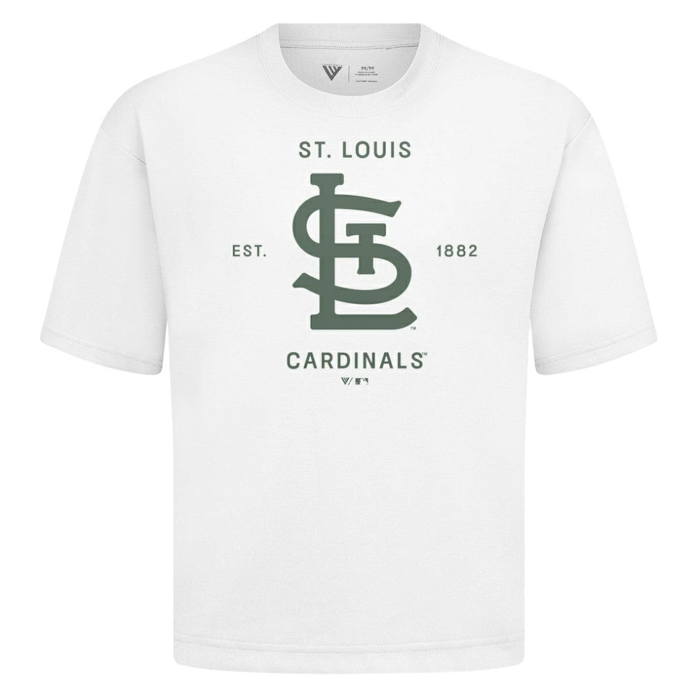 St. Louis Cardinals Levelwear Crossway Oversized Luxe Signature Knit T-Shirt White