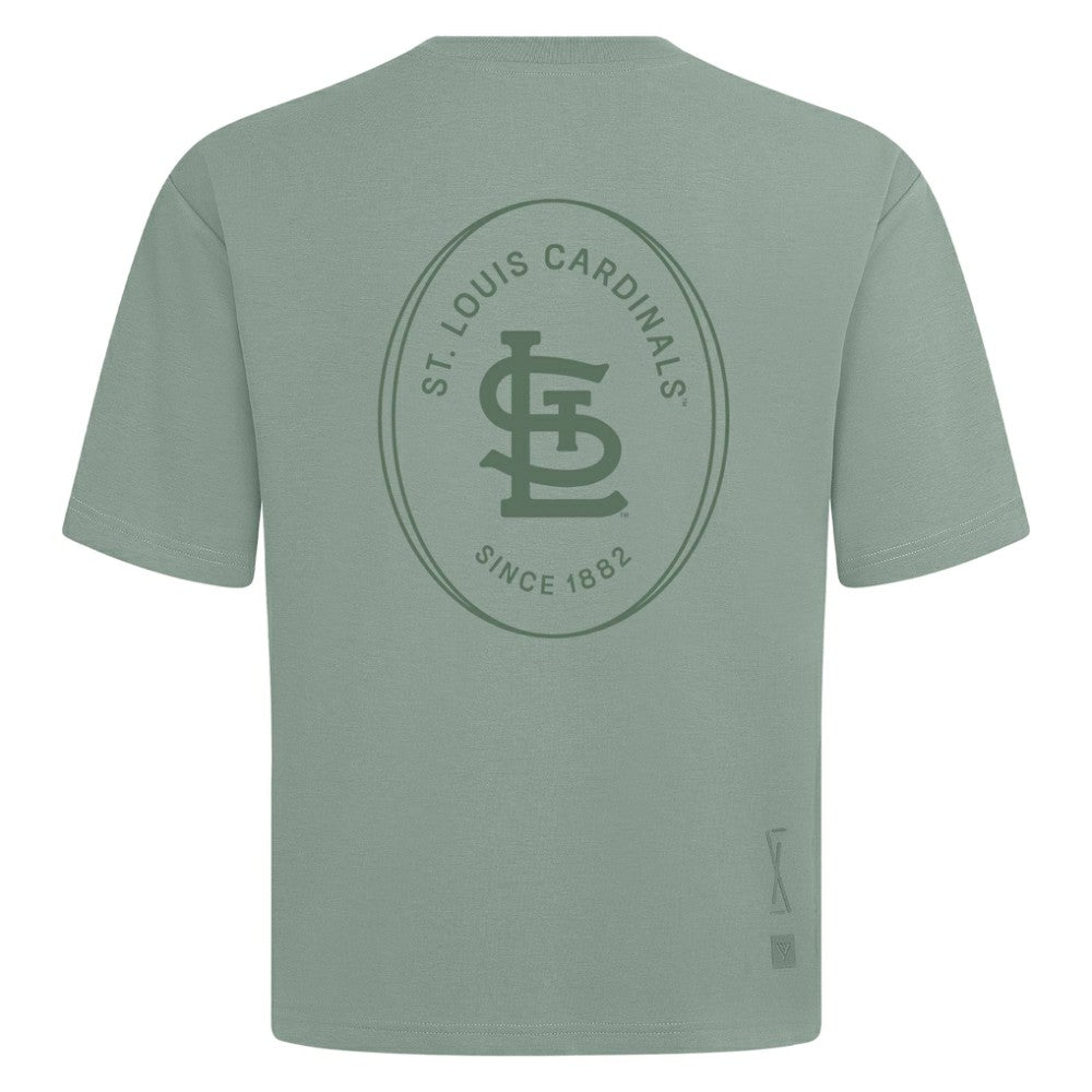 St. Louis Cardinals Levelwear Signet Oversized Luxe Signature Knit T-Shirt Green