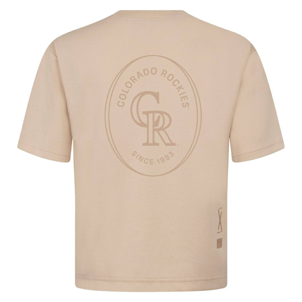 Colorado Rockies Levelwear Signet Oversized Luxe Signature Knit T-Shirt Khaki