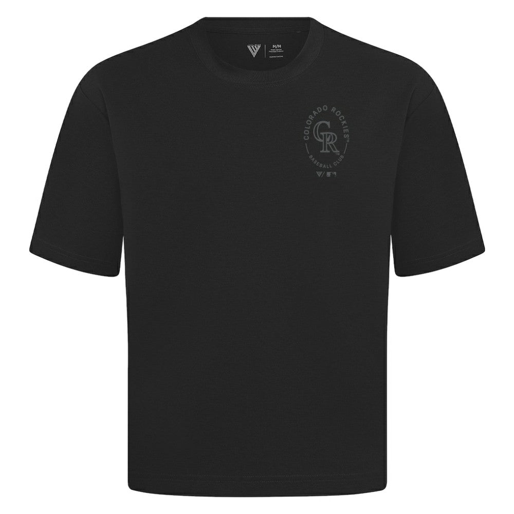 Colorado Rockies Levelwear Signet Oversized Luxe Signature Knit T-Shirt Black
