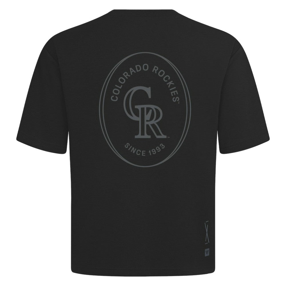 Colorado Rockies Levelwear Signet Oversized Luxe Signature Knit T-Shirt Black