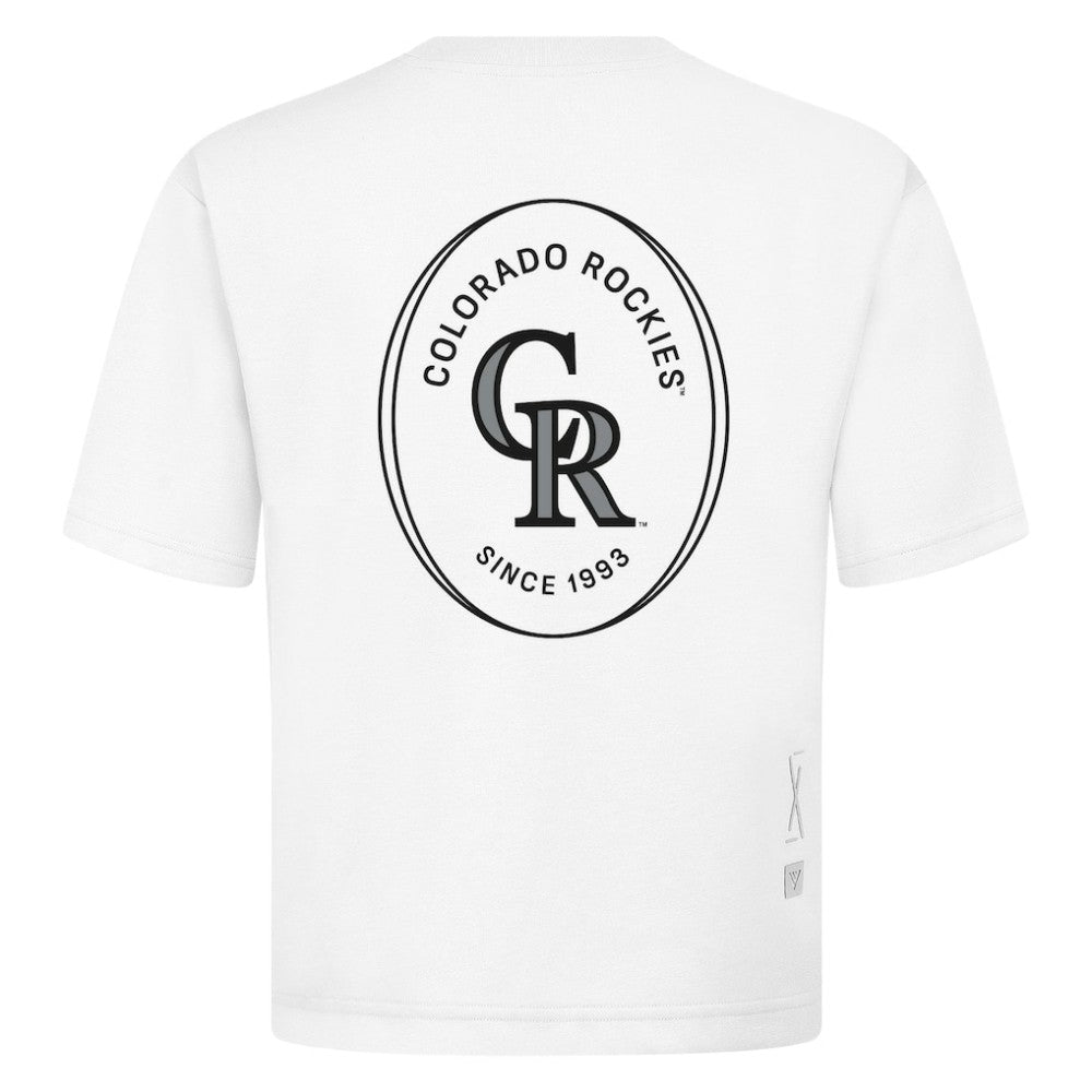 Colorado Rockies Levelwear Signet Oversized Luxe Signature Knit T-Shirt White