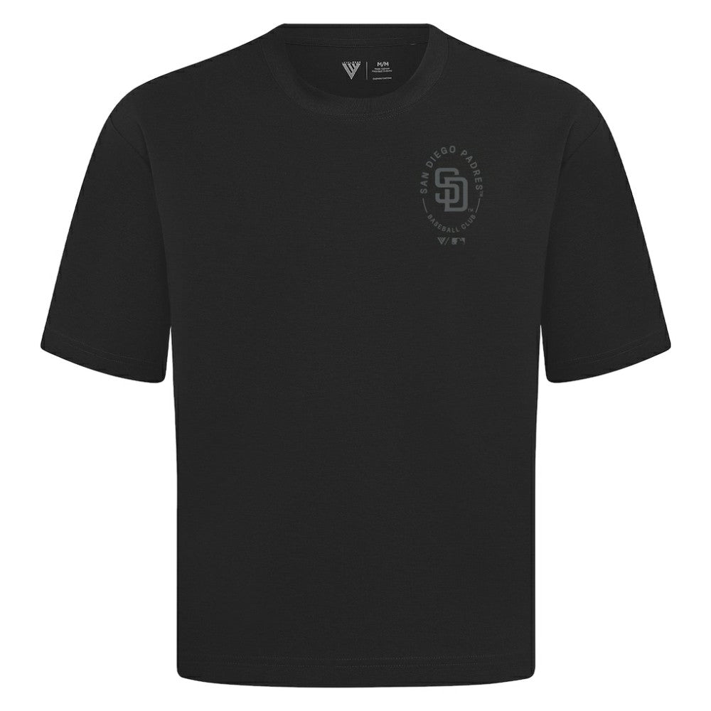 San Diego Padres Levelwear Signet Oversized Luxe Signature Knit T-Shirt Black