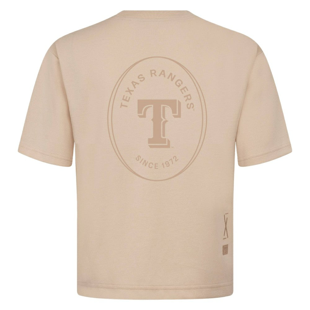 Texas Rangers Levelwear Signet Oversized Luxe Signature Knit T-Shirt Khaki
