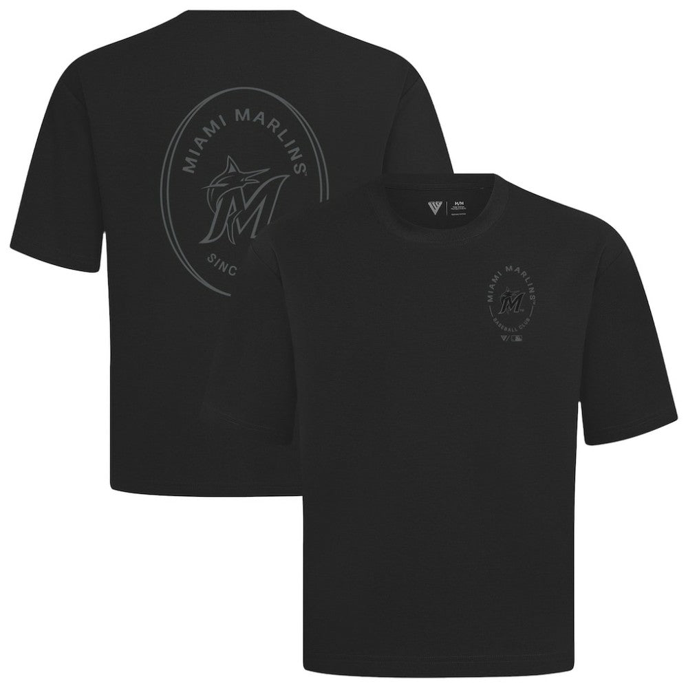 Miami Marlins Levelwear Signet Oversized Luxe Signature Knit T-Shirt Black