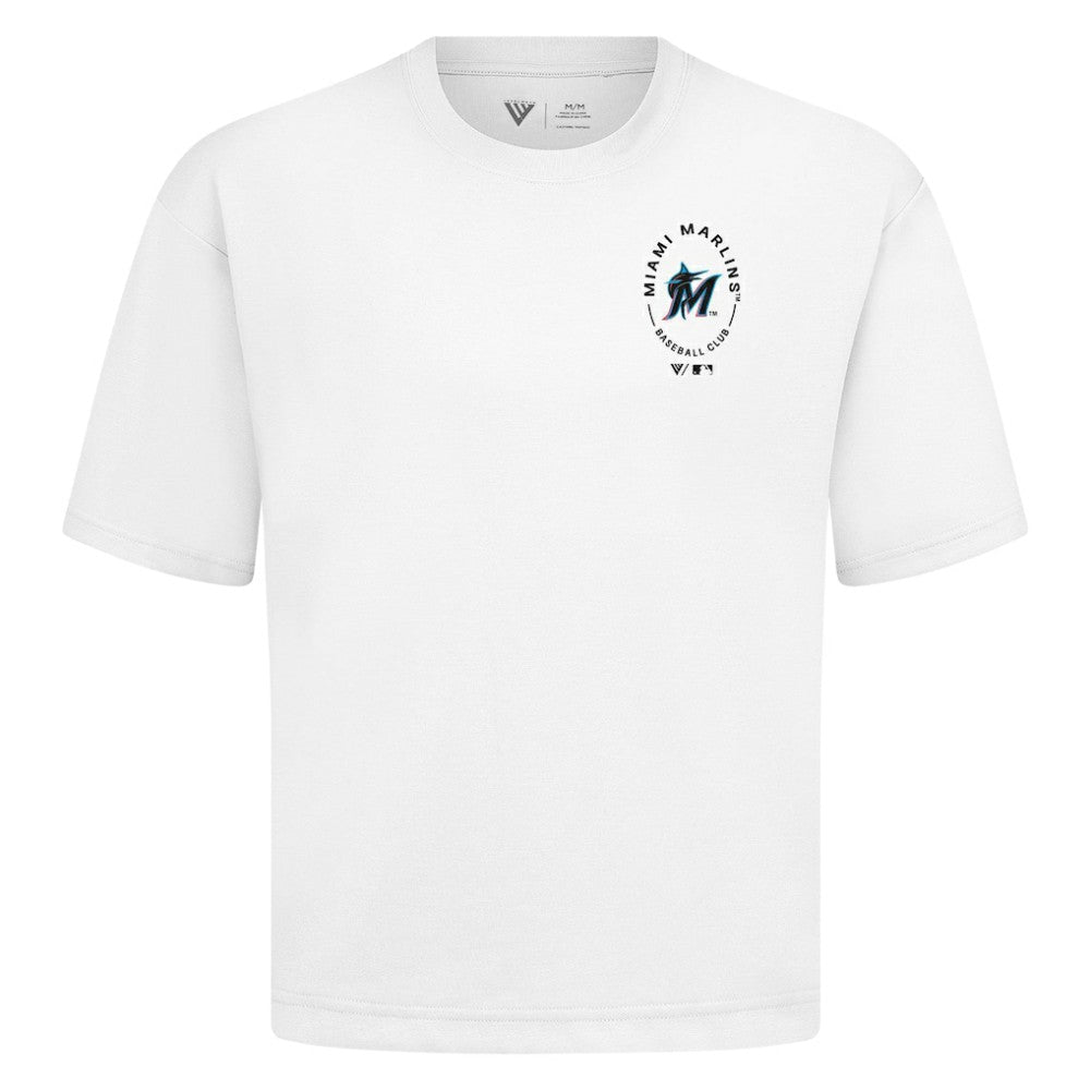 Miami Marlins Levelwear Signet Oversized Luxe Signature Knit T-Shirt White