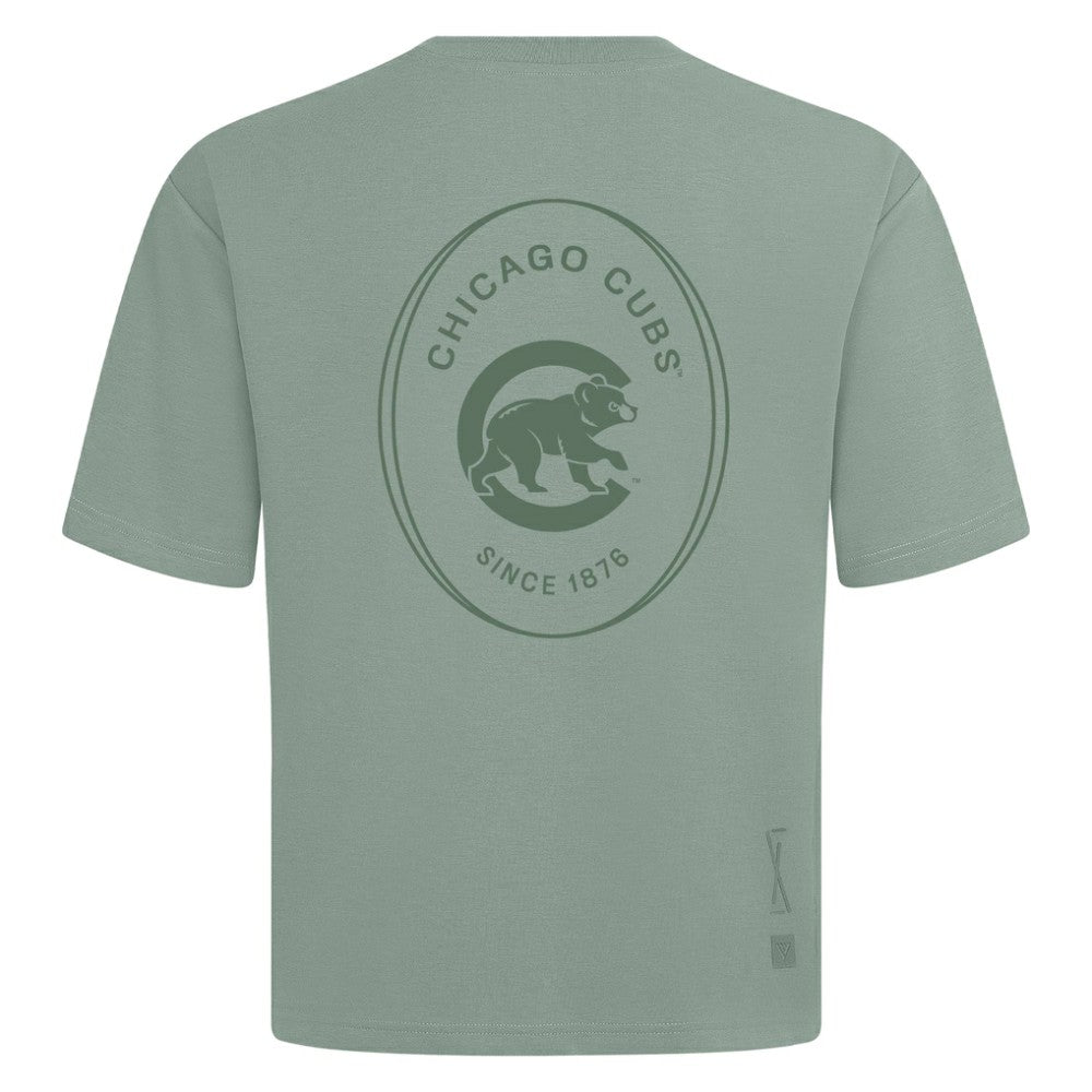 Chicago Cubs Levelwear Signet Oversized Luxe Signature Knit T-Shirt Green