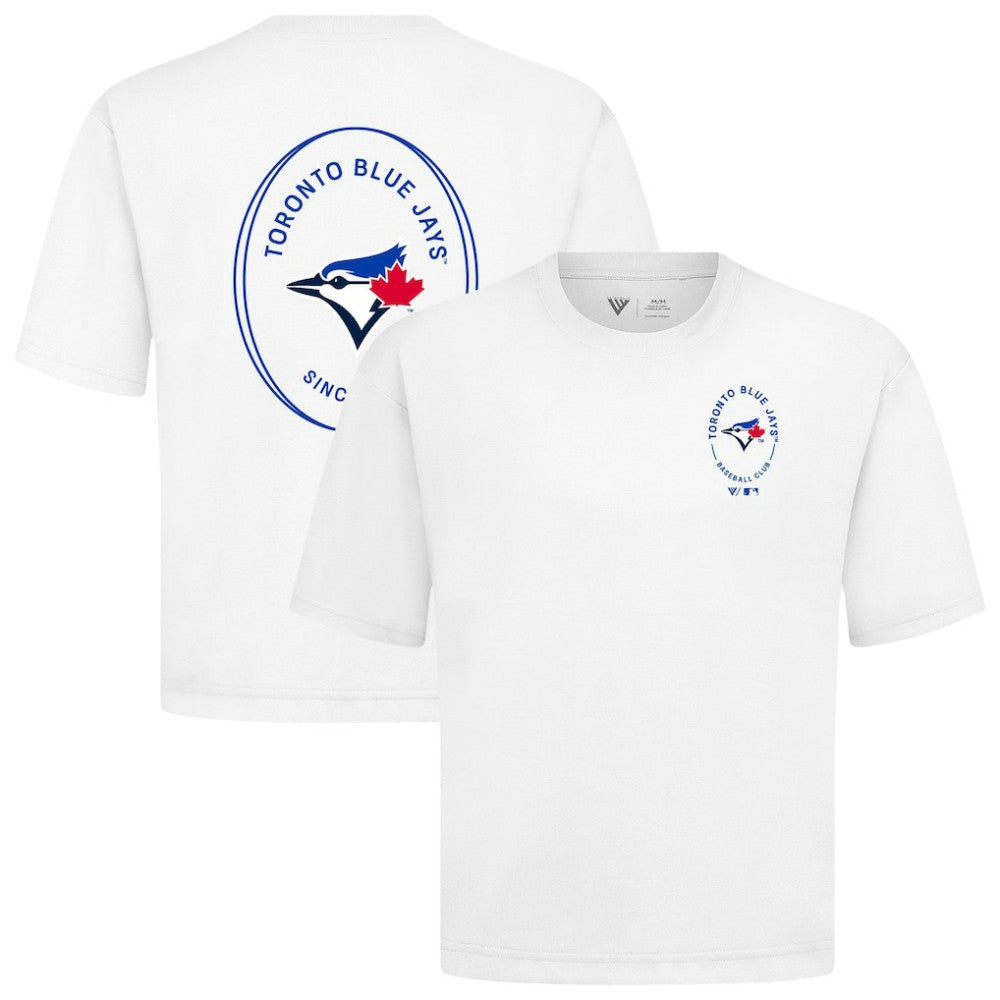 Toronto Blue Jays Levelwear Signet Oversized Luxe Signature Knit T-Shirt White