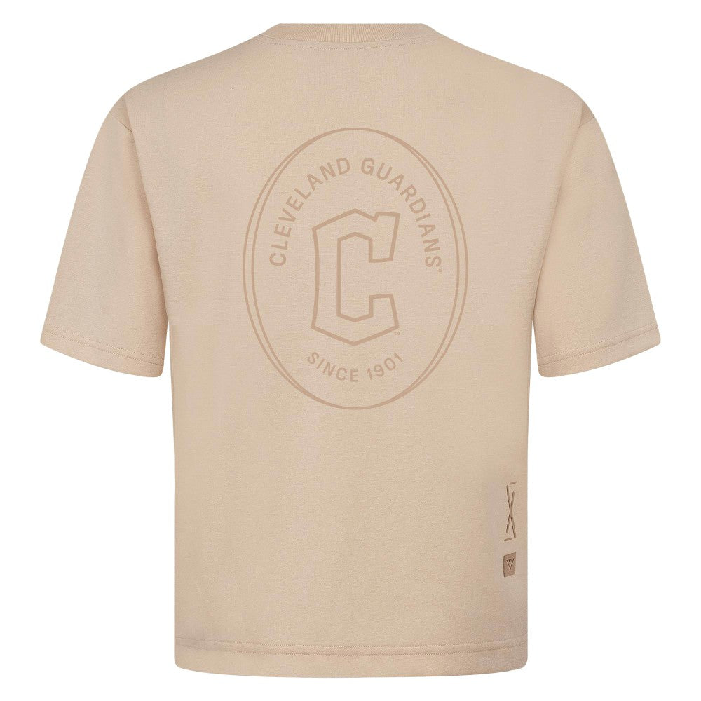 Cleveland Guardians Levelwear Signet Oversized Luxe Signature Knit T-Shirt Khaki