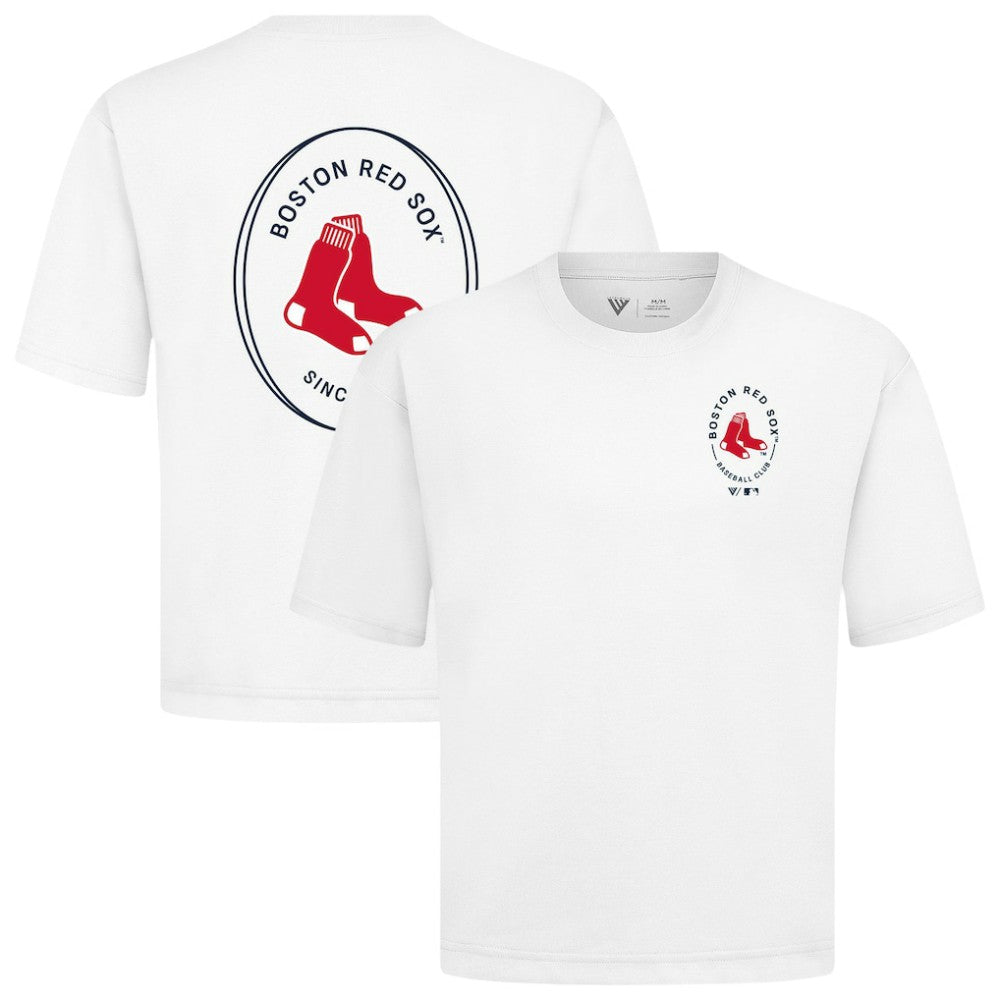 Boston Red Sox Levelwear Signet Oversized Luxe Signature Knit T-Shirt White