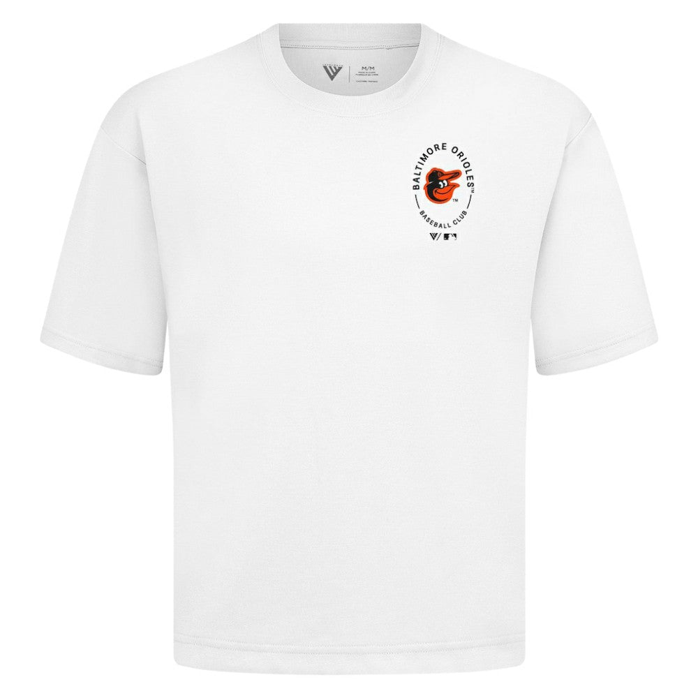 Baltimore Orioles Levelwear Signet Oversized Luxe Signature Knit T-Shirt White