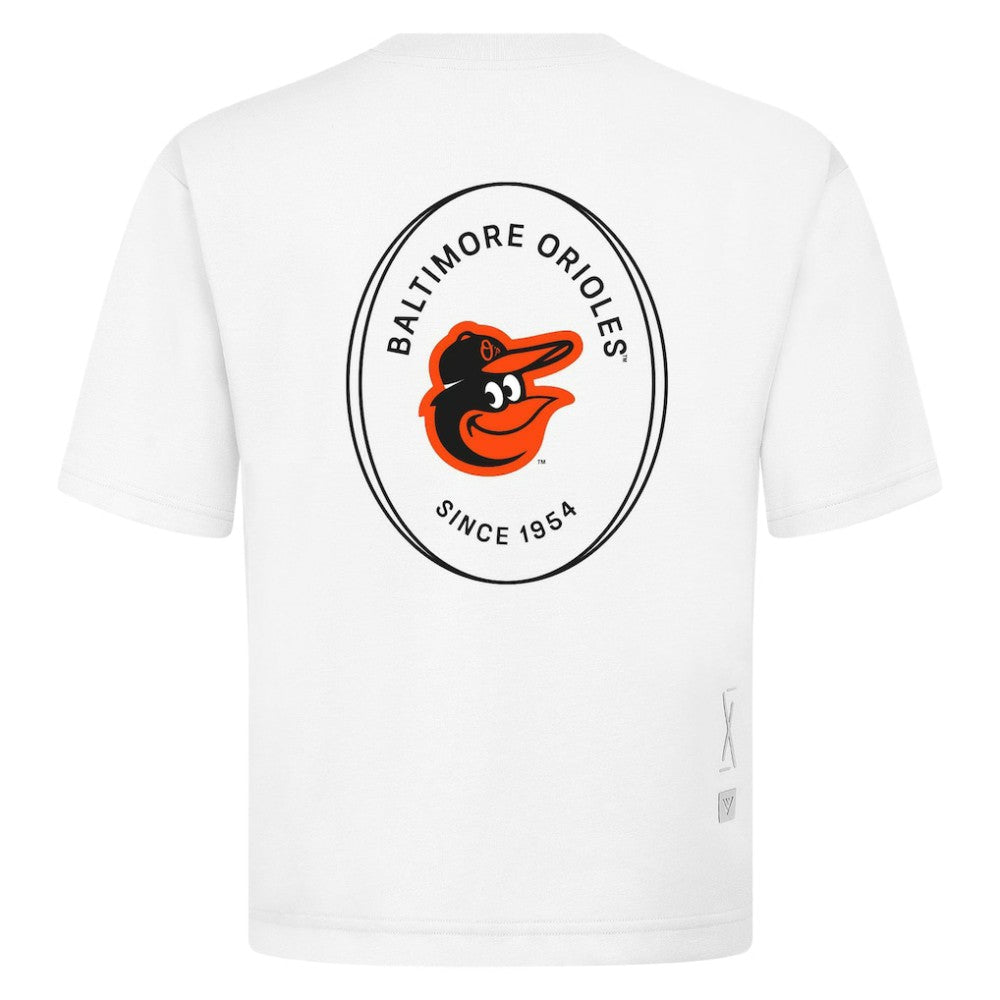Baltimore Orioles Levelwear Signet Oversized Luxe Signature Knit T-Shirt White