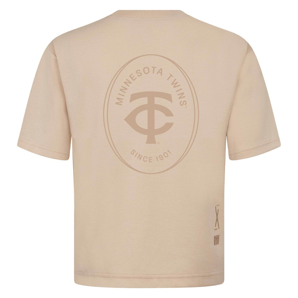 Minnesota Twins Levelwear Register Oversized Luxe Signature Knit T-Shirt Khaki