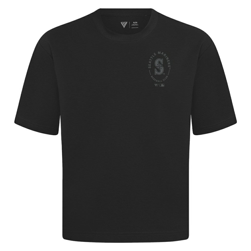 Seattle Mariners Levelwear Register Oversized Luxe Signature Knit T-Shirt Black