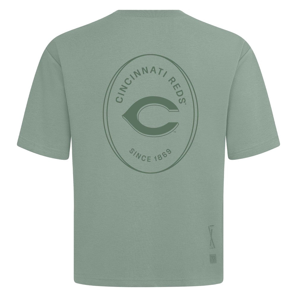 Cincinnati Reds Levelwear Register Oversized Luxe Signature Knit T-Shirt Green