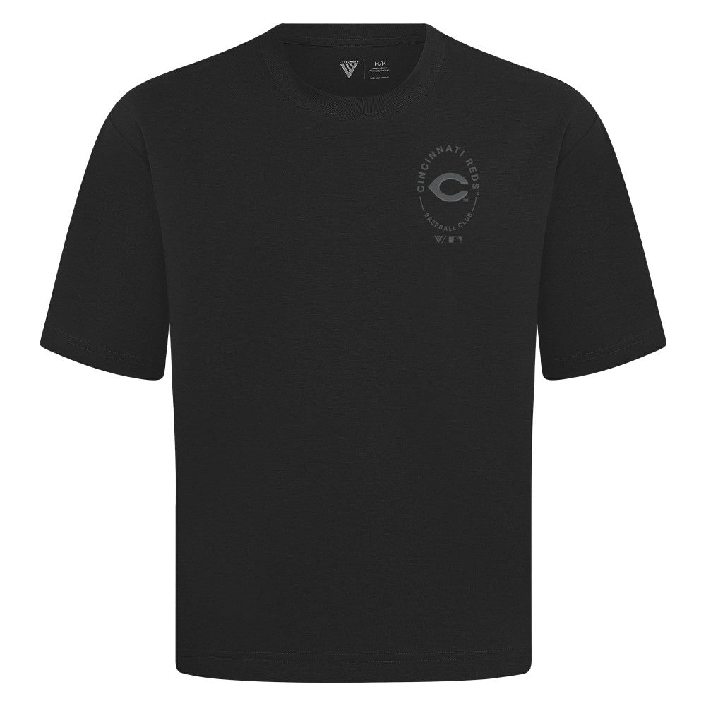 Cincinnati Reds Levelwear Register Oversized Luxe Signature Knit T-Shirt Black