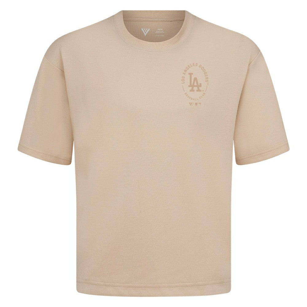 Los Angeles Dodgers Levelwear Register Oversized Luxe Signature Knit T-Shirt Khaki