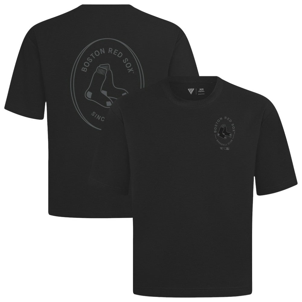 Boston Red Sox Levelwear Register Oversized Luxe Signature Knit T-Shirt Black