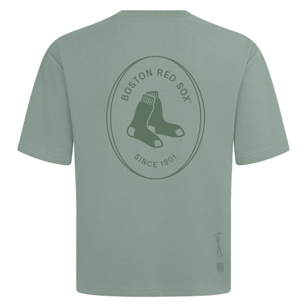 Boston Red Sox Levelwear Register Oversized Luxe Signature Knit T-Shirt Green