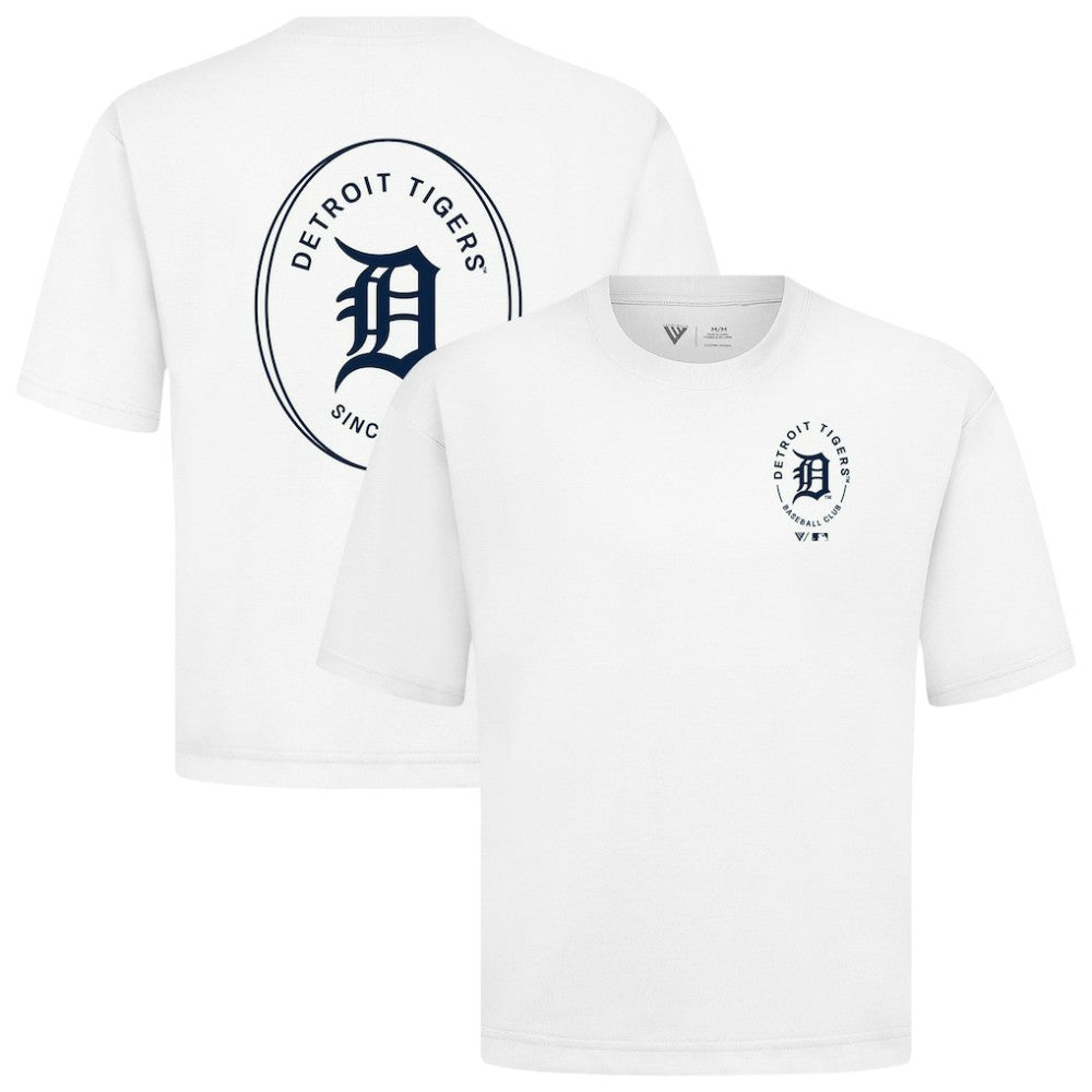 Detroit Tigers Levelwear Register Oversized Luxe Signature Knit T-Shirt White
