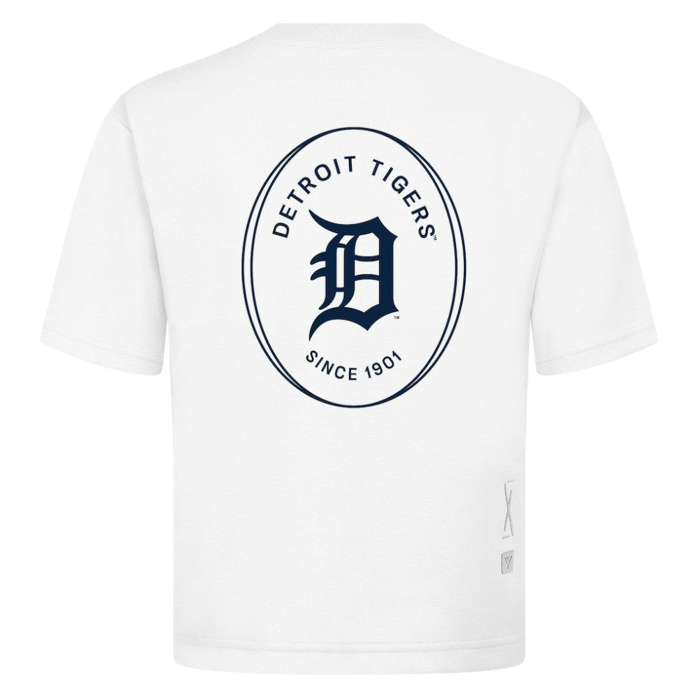 Detroit Tigers Levelwear Register Oversized Luxe Signature Knit T-Shirt White