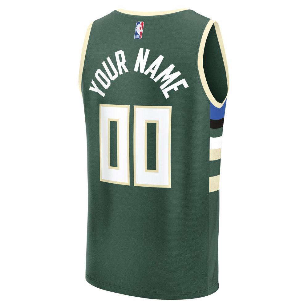 Milwaukee Bucks Youth Fast Break Custom Replica Jersey - Green - Icon Edition sale