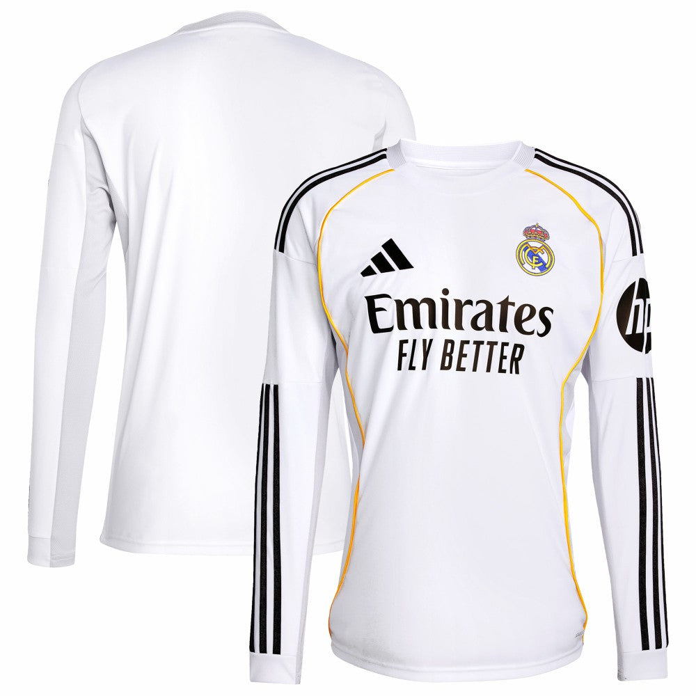 Real Madrid 2025/26 Home Replica Long Sleeve Jersey - White shop