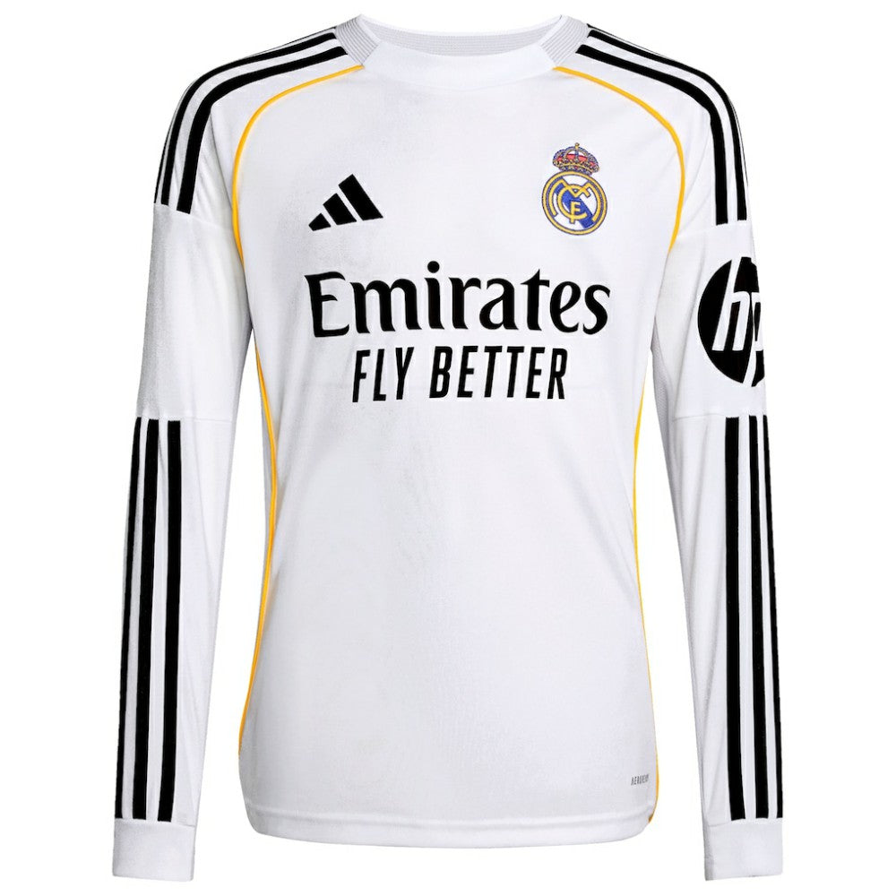 Real Madrid Youth 2025/26 Home Replica Long Sleeve Jersey - White on sale