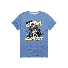 Antonio Gates Los Angeles Chargers Homage Unisex Caricature Retired Player Tri-Blend T-Shirt - Powder Blue for sale