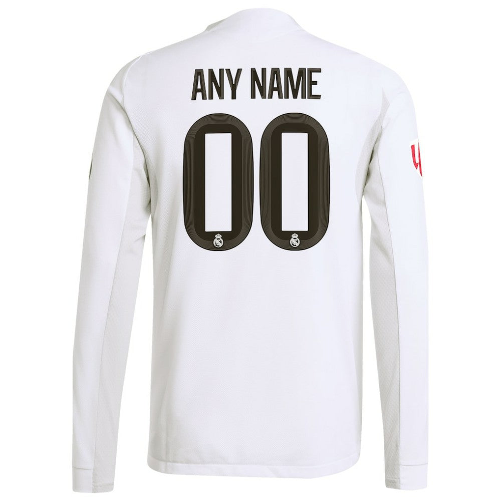 Real Madrid 2025/26 Home Long Sleeve Custom Jersey - White for sale