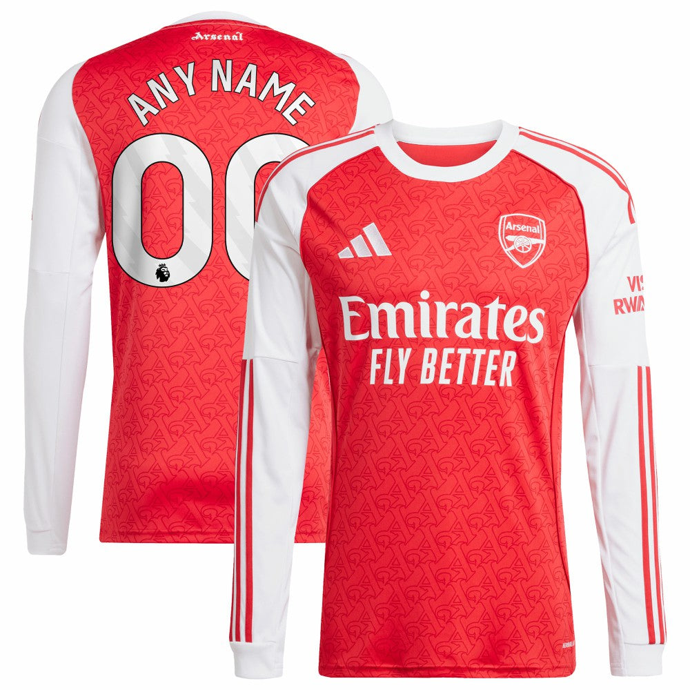 Arsenal 2025/26 Home Replica Long Sleeve Custom Jersey - Red discount