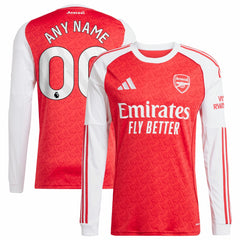 Arsenal 2025/26 Home Replica Long Sleeve Custom Jersey - Red discount