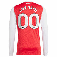 Arsenal 2025/26 Home Replica Long Sleeve Custom Jersey - Red discount
