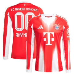 Bayern Munich 2025/26 Home Replica Long Sleeve Custom Jersey - Red sale